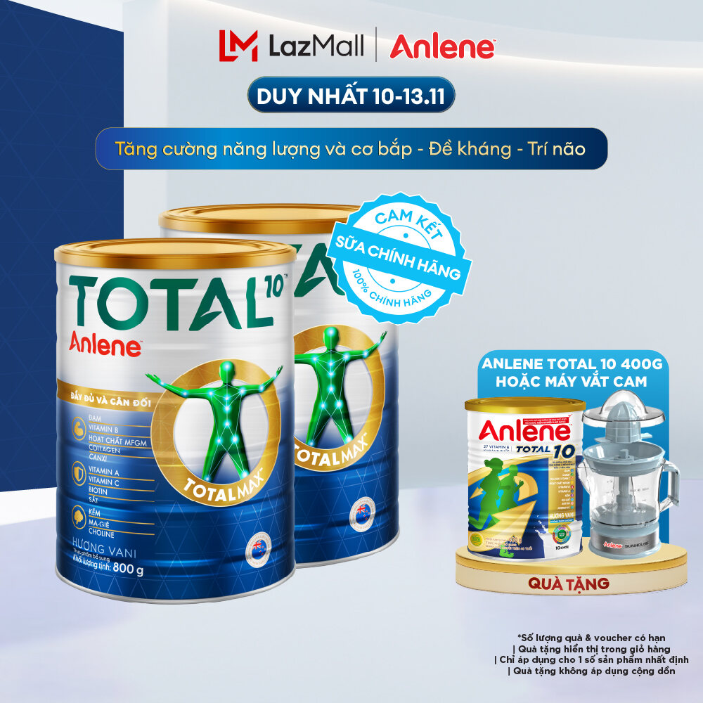 [Voucher giảm đến 16%][FREESHIP 0Đ TOÀN QUỐC] Combo 2 Sữa Bột Bổ Sung Dinh Dưỡng Anlene Total 10 Lon