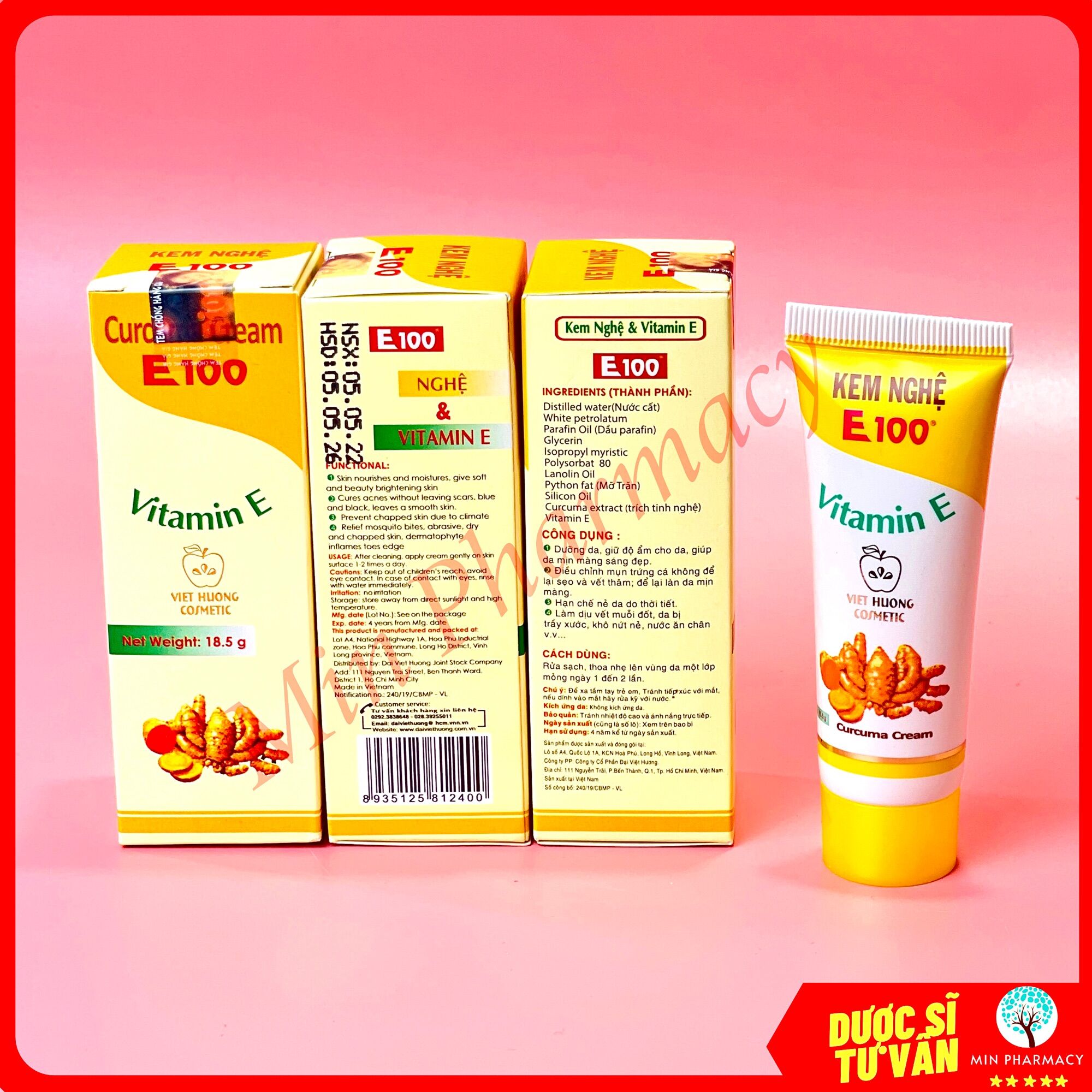 Kem Nghệ E100 Dưỡng da mụn Mờ thâm sẹo 18,5g - Minpharmacy