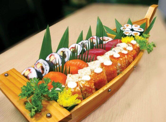 [HCM]Khay Thuyền Gỗ Sushi-Sashimi Không Cột Buồm 48cm