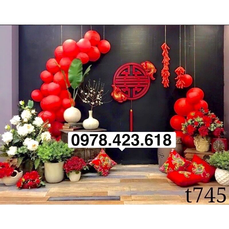 Sét 60 đèn lồng Giấy Đỏ decor Trang trí Tết 2023 (20 cái 20cm, 20 cái 25cm, 20 cái 30cm)