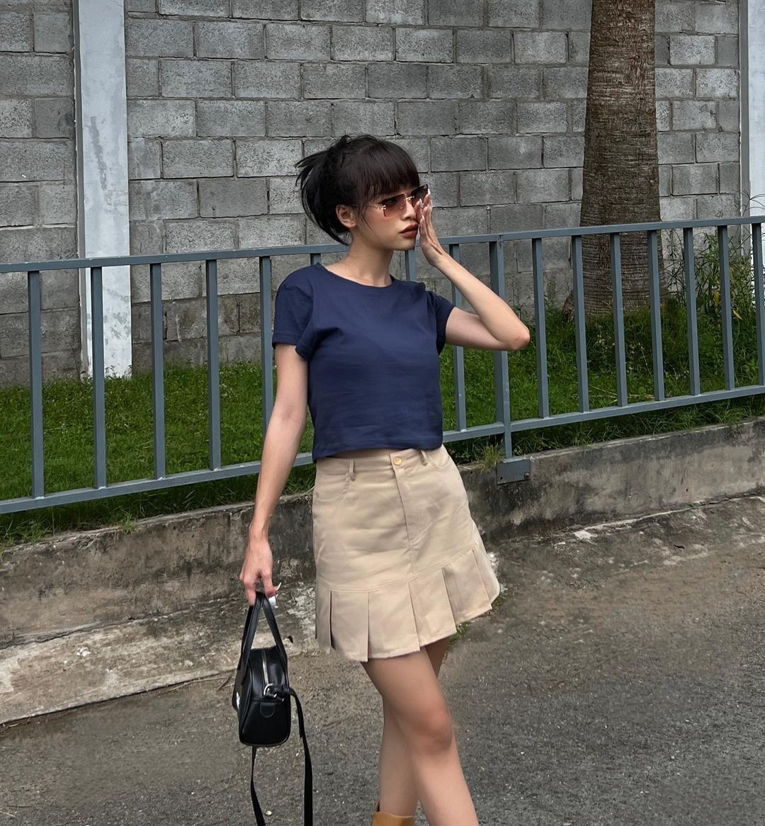 Greenstuff - Áo thun trắng croptop basic