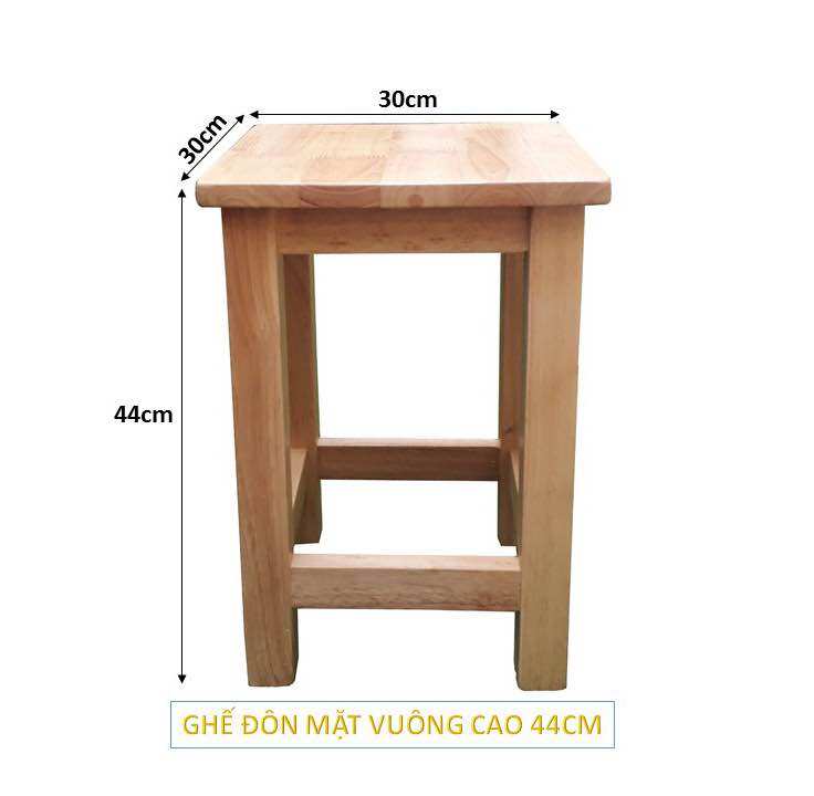 GHẾ ĐÔN CAO 45CM MẶT VUÔNG GỖ CAO SU