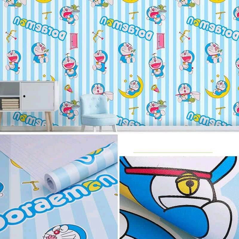 10 mét giấy dán tường có keo sẵn khổ rộng 45cm - mẫu DOREMON tinh nghịch