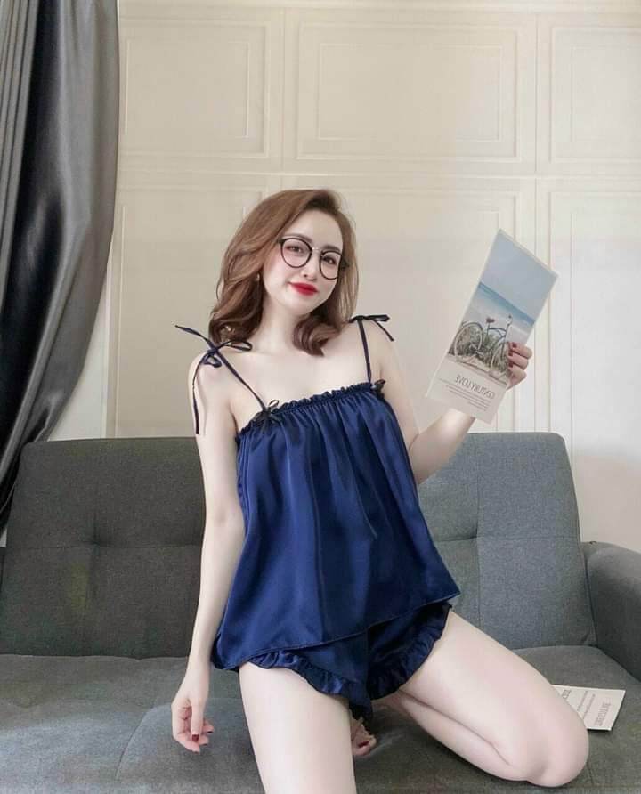 Bộ ngủ 2 dây satin lụa