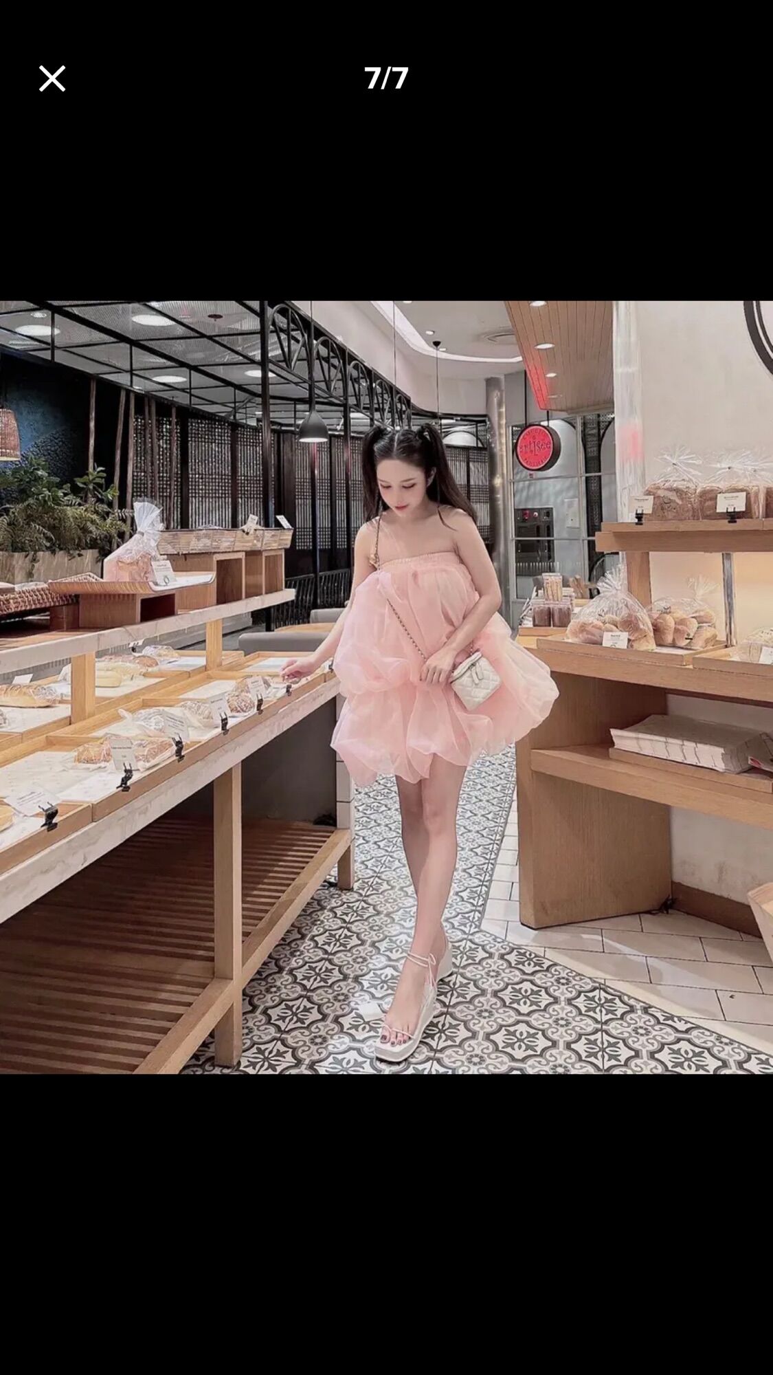 Váy Nữ Dạo Phố Cúp Ngực Bồng Bềnh