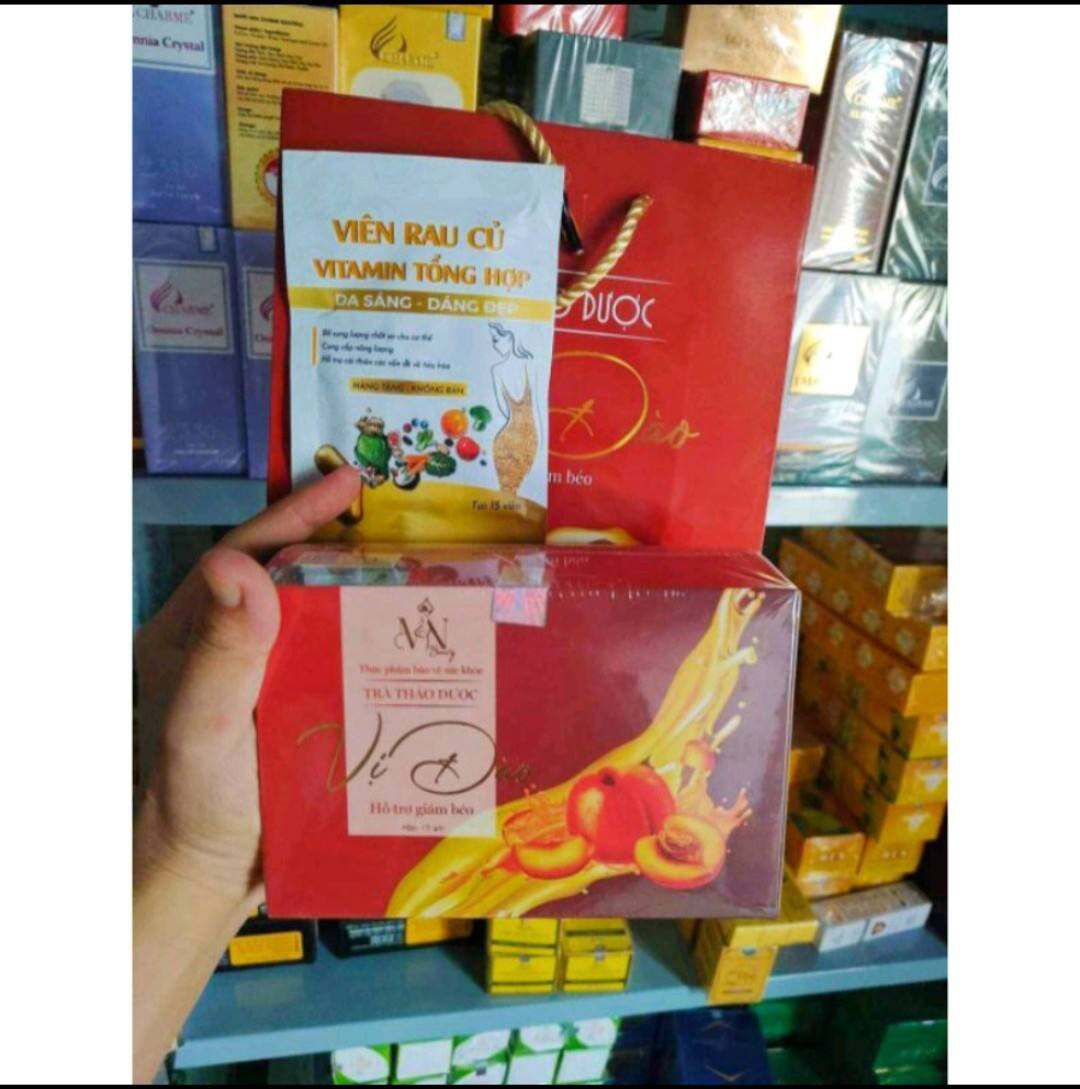 trà giảm cân vị đào tặng kèm detox rau củ