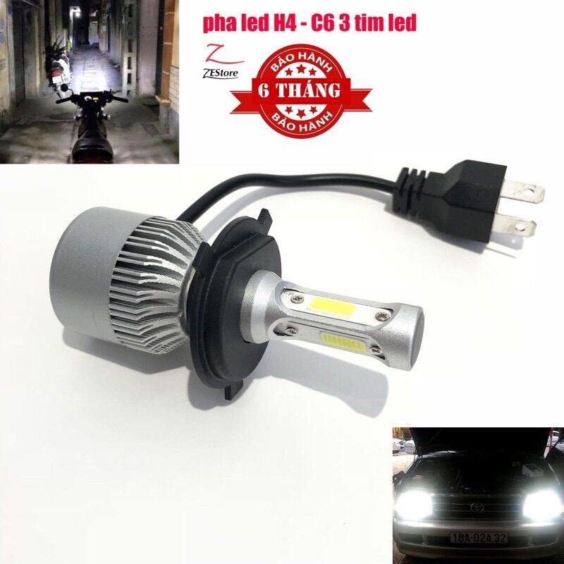 Đèn Pha Led C6 Chân H4 Siêu Sáng