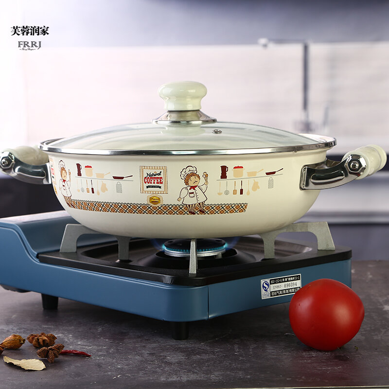 Nồi Lẩu Gia Dụng Tráng Men Nồi Nấu Mì Cỡ Lớn Dày Dặn Nồi Nấu Mì Kéo Nồi Canh Nồi Nông Cỡ Lớn Bếp Gas Điện Từ Thông Dụng