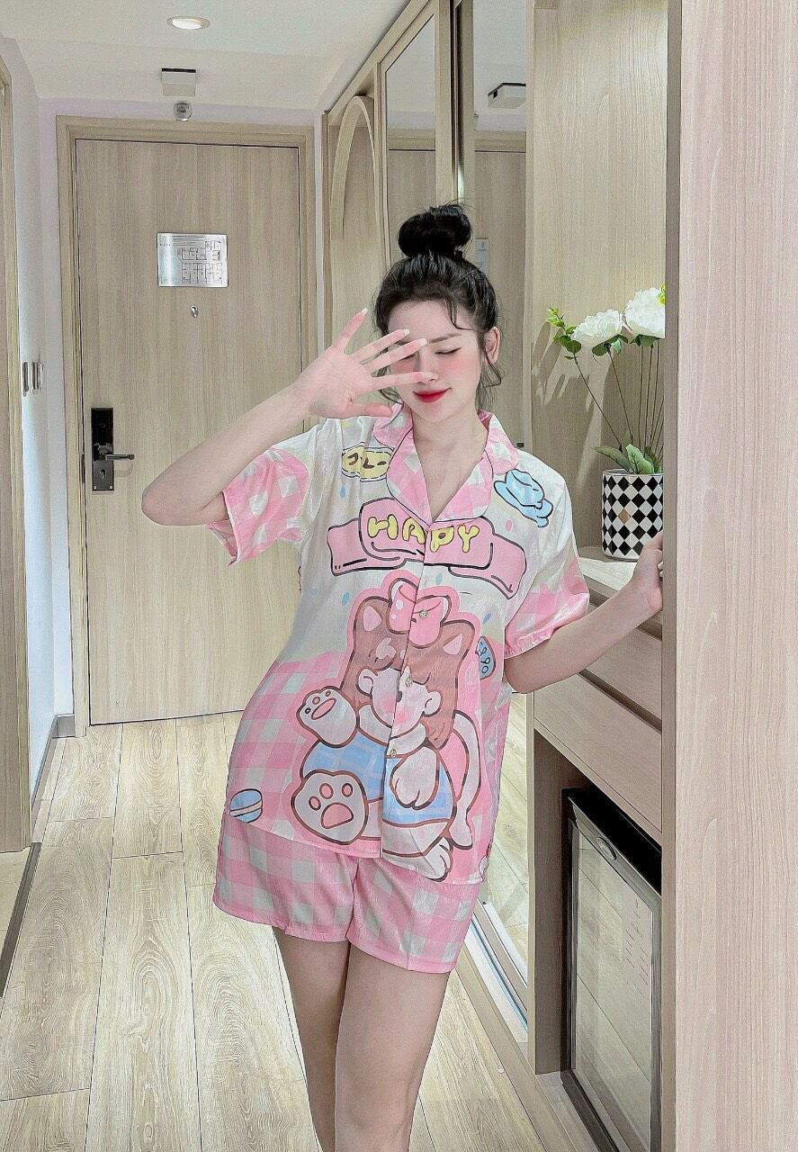 Bộ đùi mặc nhà chất lụa satin cao cấp big size dưới 60 ký