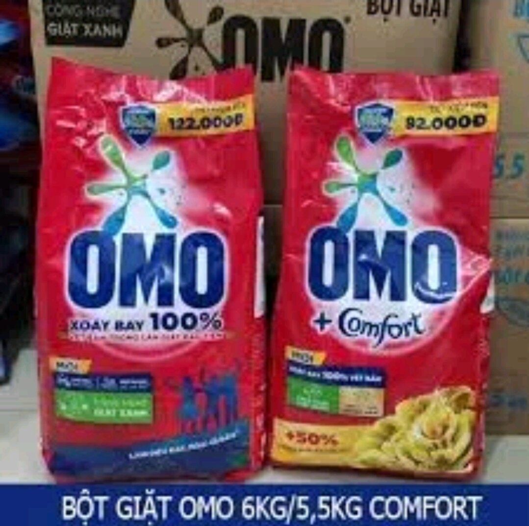 Siêu rẻ Bột giặt OMO với 2 màu xanh 6kg và comfort 5.7kg đã có tại