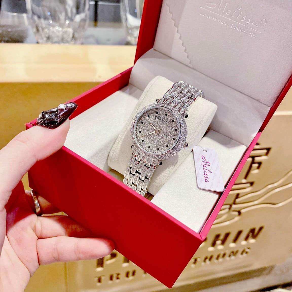 [HCM]Đồng hồ nữ Melissa dây full đá mặt 36mm