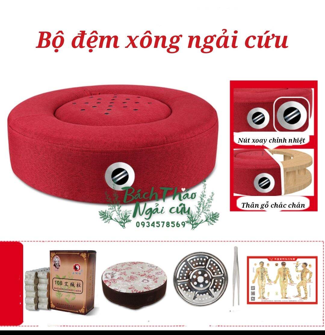 Đệm ngồi xông ngải cứu.Đệm xông cứu ngải có nút điều chỉnh nhiệt độ
