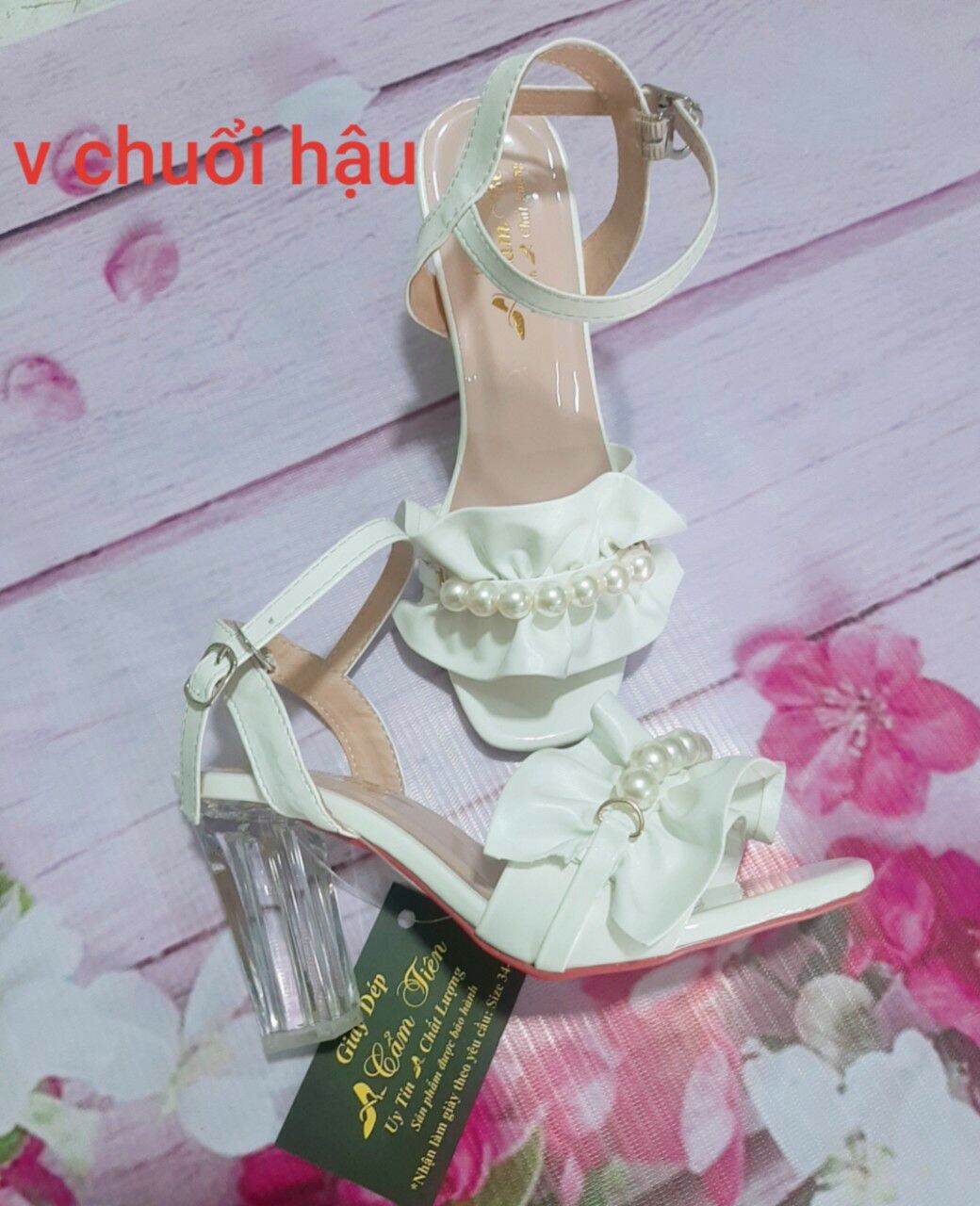 Ảnh thật sản phẩm bảo hành 2 năm, xăng đan, giày cao gót nữ size 33, 34 đến bigsize 40, 41,42,43,44 màu trắng 5, 7, 9 phân