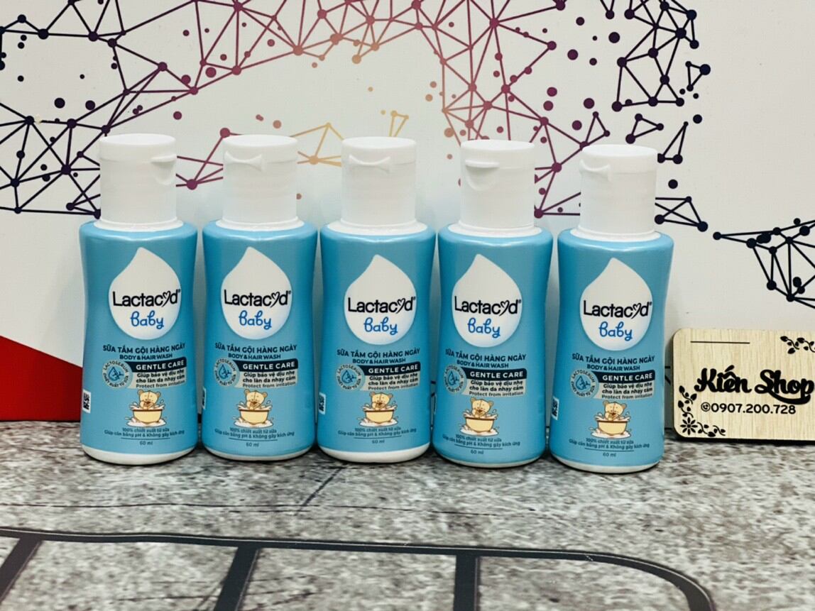Combo 5 - sữa tắm gội lactacyd bb ngừa rôm sảy cho bé 60ml