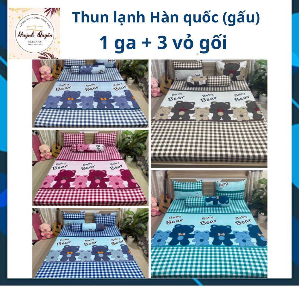 Bộ drap ga thun Hàn quốc mẫu mới không chăn dành cho nệm 5-15cm