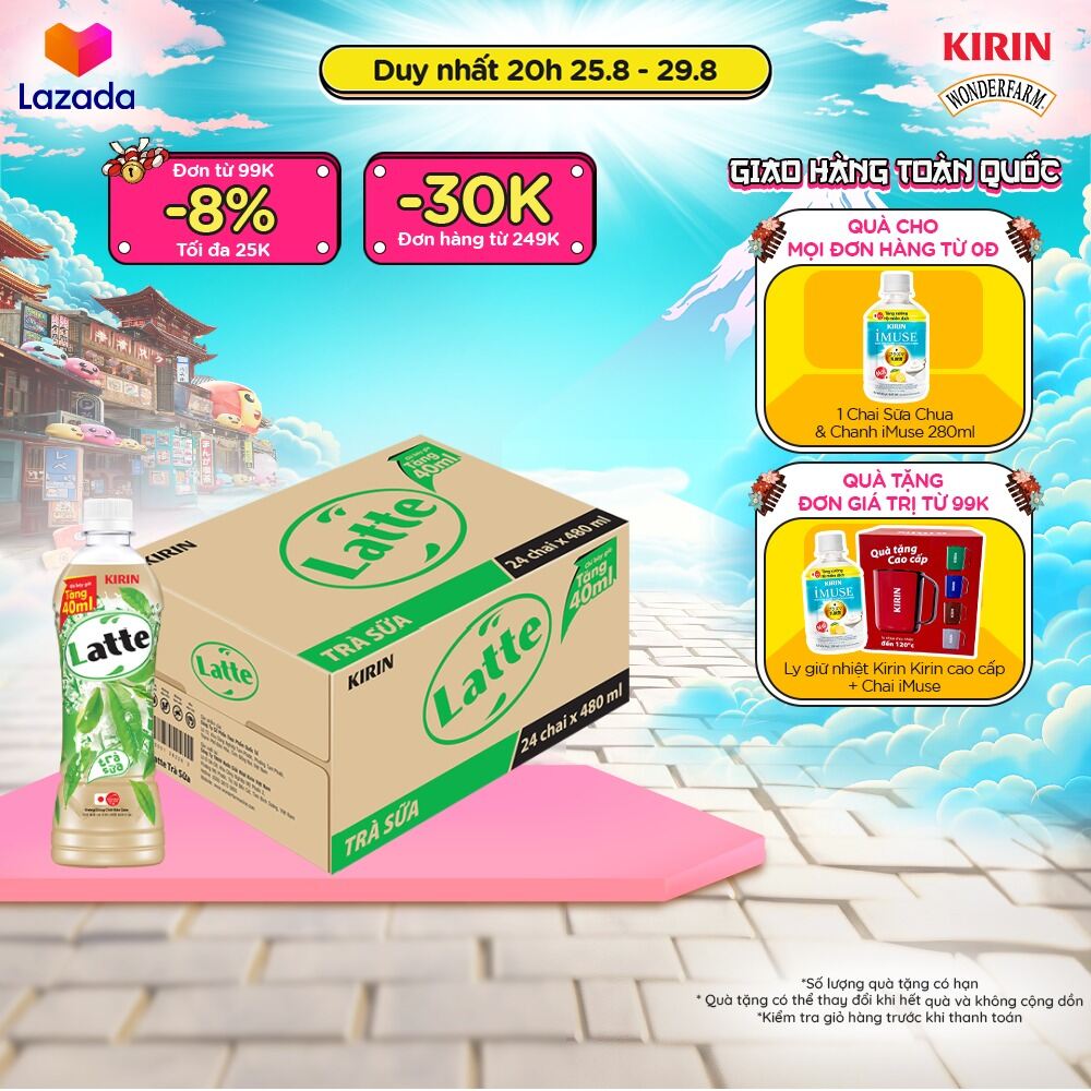 Thùng 24 chai kirin latte trà sữa 440ml