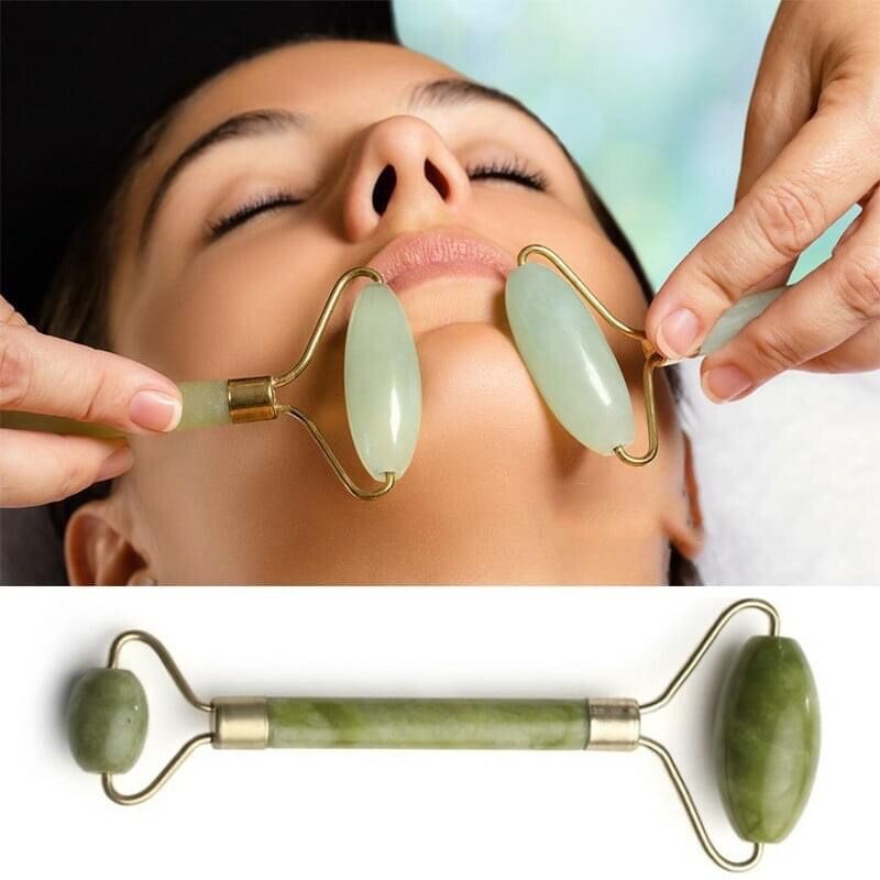 Cây lăn massage mặt/ mắt/ cổ 2 đầu bằng đá tự nhiên