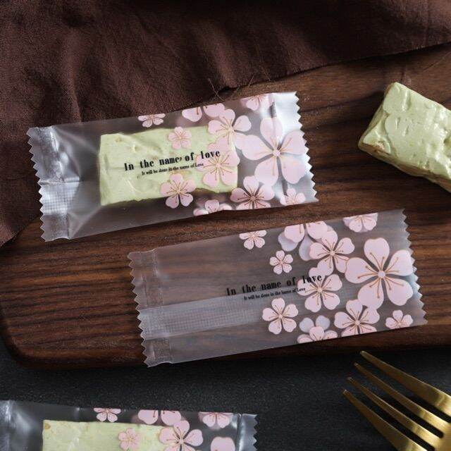 Set 200 Túi NOUGAT HOA ĐÀO LOVE hàn miệng - Bí đỏ shop nguyên liệu dụng cụ làm bánh