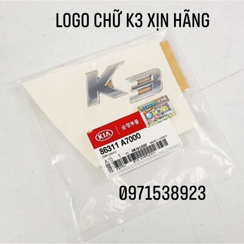 Logo chữ nổi kia k3 xịn 86310