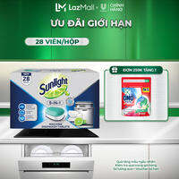 (Livestream) - Hộp Viên Rửa Chén Bát SUNLIGHT 5 in 1 Cho Máy Rửa Chén Bát (28 viên/hộp) (bao bì tùy lô nhập hàng)
