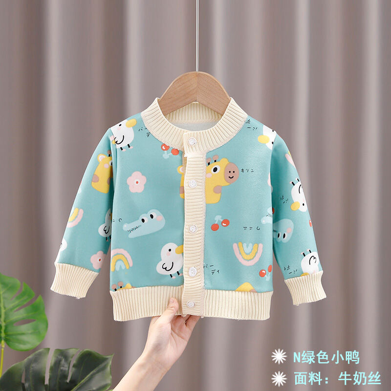 Áo Cardigan Trẻ Em Áo Trẻ Em Nam Nữ Mùa Xuân Thu Đông Quần Áo Dệt Kim Lót Lông Áo Mặc Trong Trẻ Sơ Sinh Áo Khoác Áo Lót Giữ Ấm