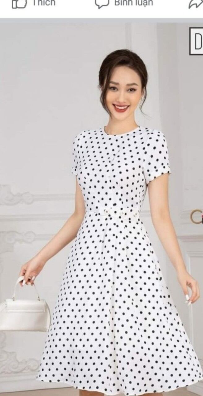 [HCM]Đầm chấm bi xanh  , trắng cao cấp