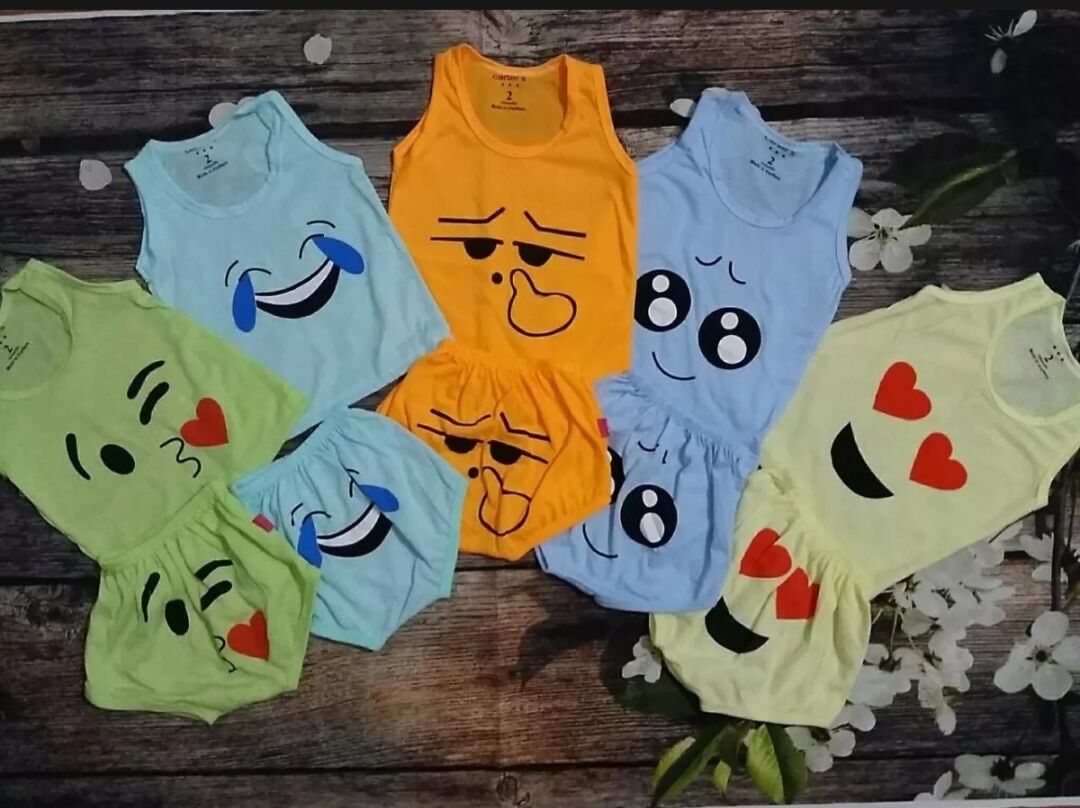 Sét 5 bộ thun cotton áo 3 lỗ quần chip in hình siêu cute bé gái