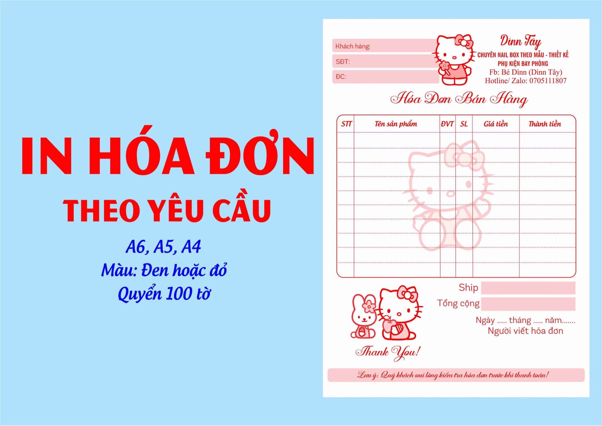 In 10 cuốn hoaa đơn bán hàng theo yêu cầu loại 2 liên cuốn 100 trang