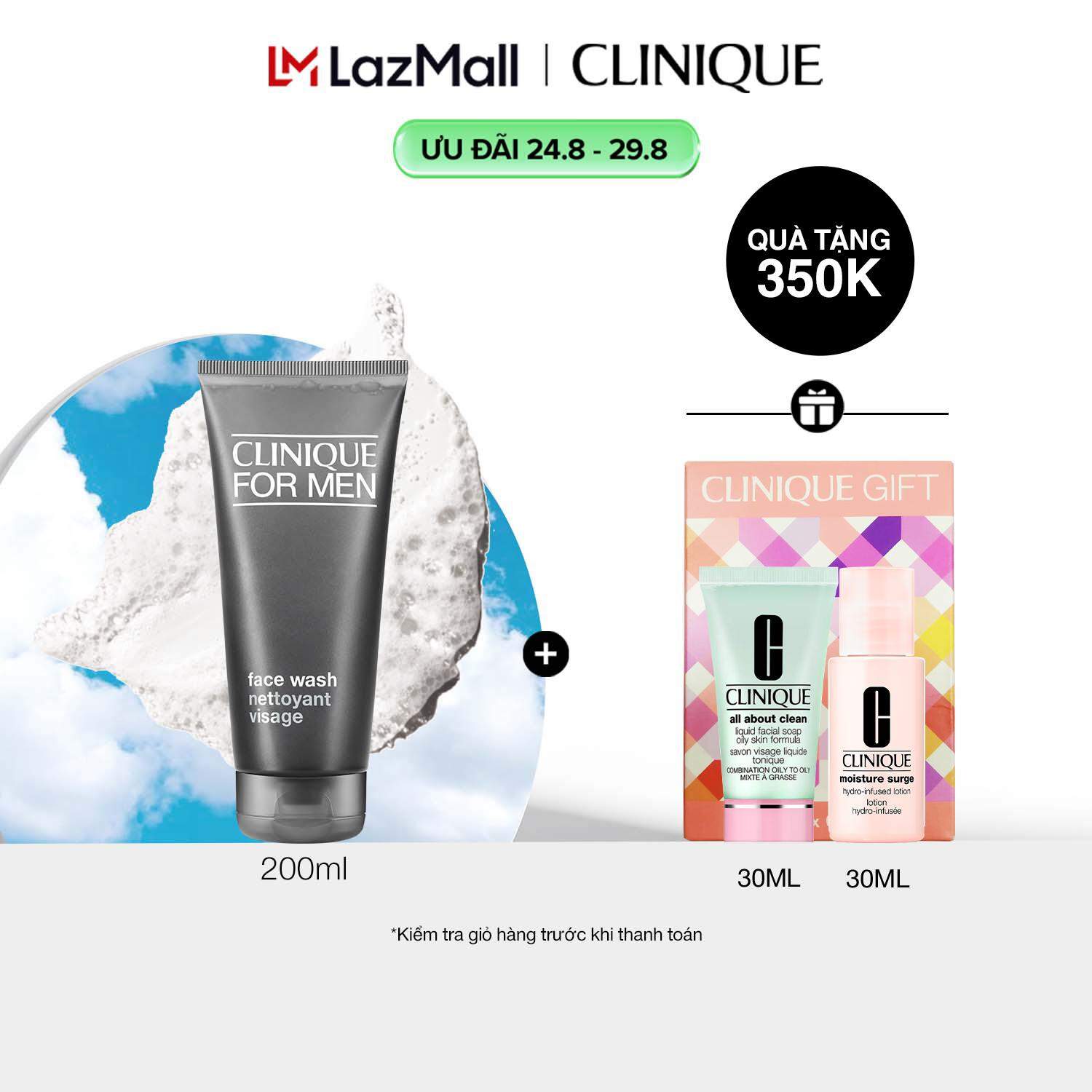 Sữa rửa mặt dưỡng ẩm lán mịn cho nam da thường đến da khô Clinique For Men Face Wash 200ml