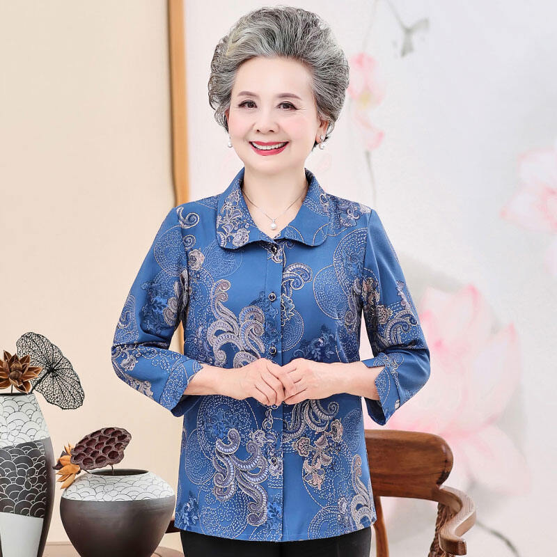 Áo Sơ Mi Lụa Băng Dài Tay Mùa Hè Cho Phụ Nữ Trung Niên Và Cao Tuổi Áo Sơ Mi Dài Tay Thường Ngày Áo S