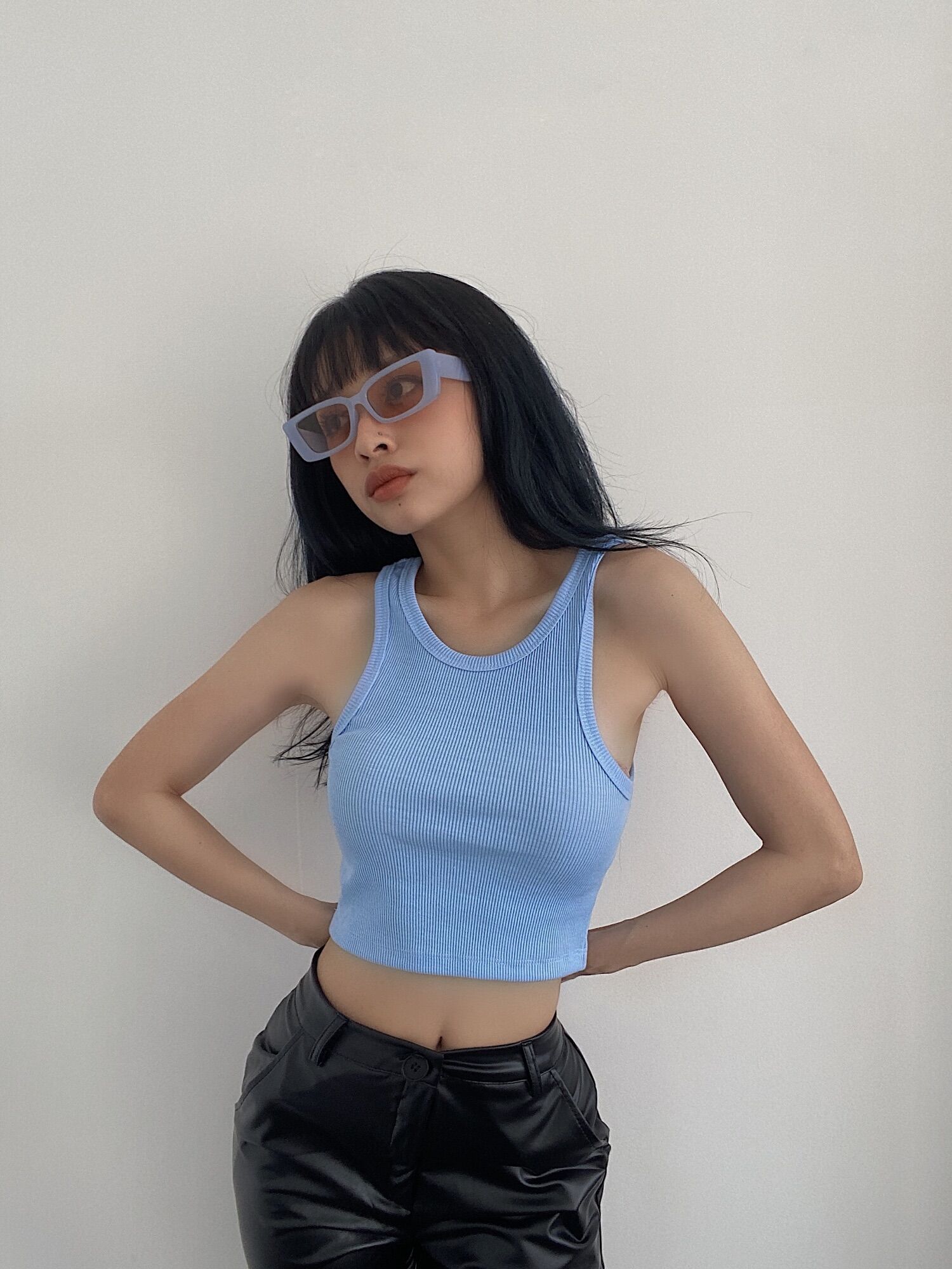 Áo ba lỗ trơn dáng croptop chất thun gân Mỹ (Basic TankTop)