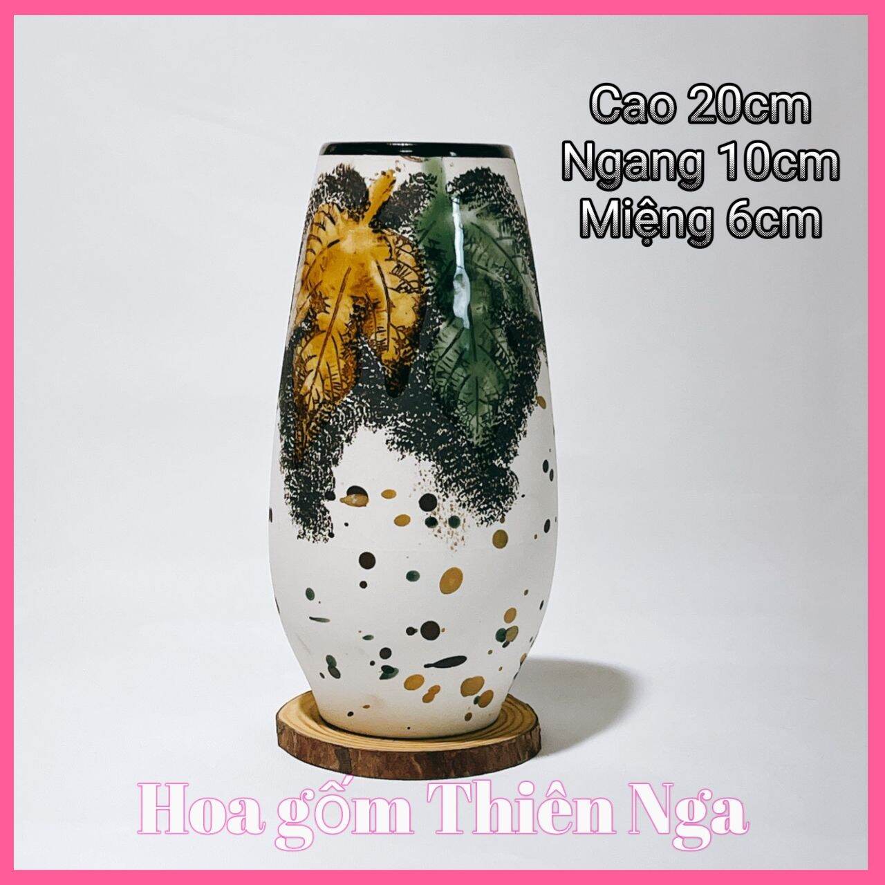 Bình, lọ cắm hoa gốm sứ Bát Tràng cao 20cm