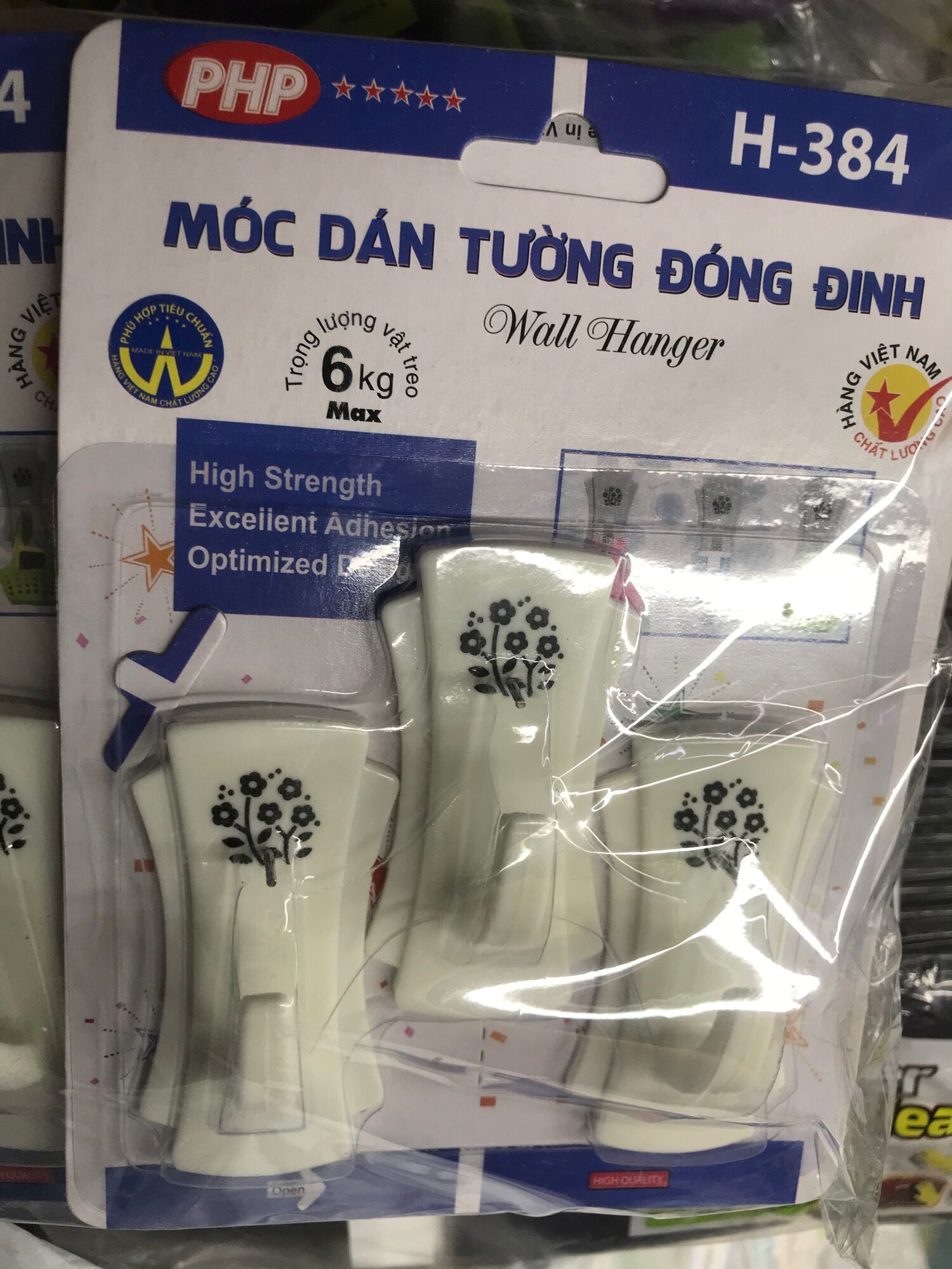 Combo 10vĩ móc dán tường dài có đinh đóng vào tường