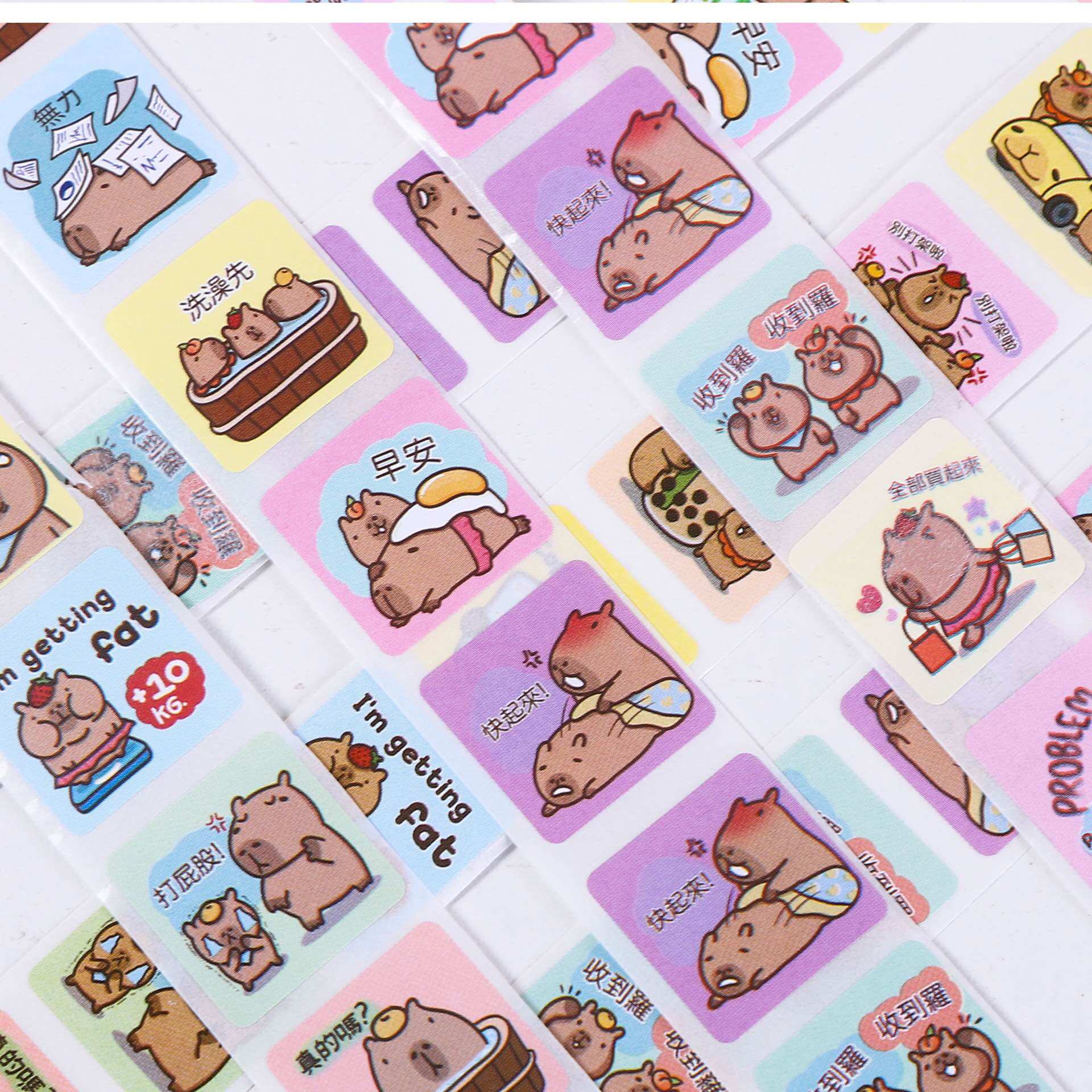 Cuộn 500 tấm sticker capybara - dễ thương, dùng trang trí đồ dùng cá nhân , sổ tay
