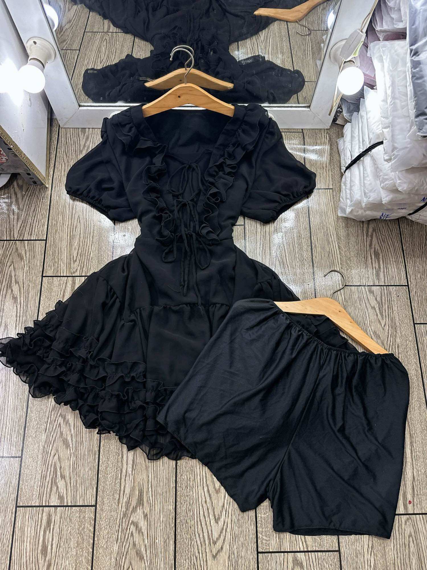 [Bigsize 60-85kg] Đầm voan đính 3 bèo