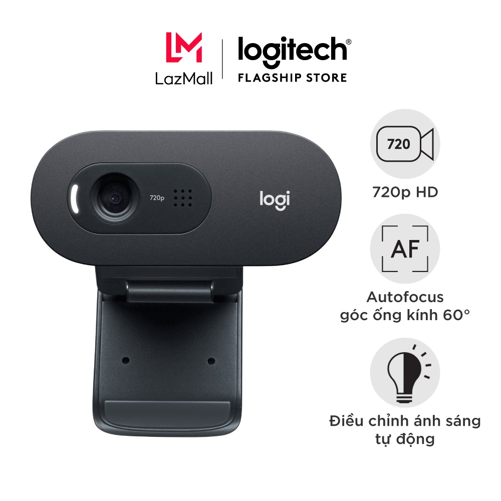 Webcam Logitech C505 720p HD 30FPS - Góc camera rộng 60o, micro đa hướng giảm ồn và dài 2m, phù hợp PC/ Laptop, Dây USB-A 2m