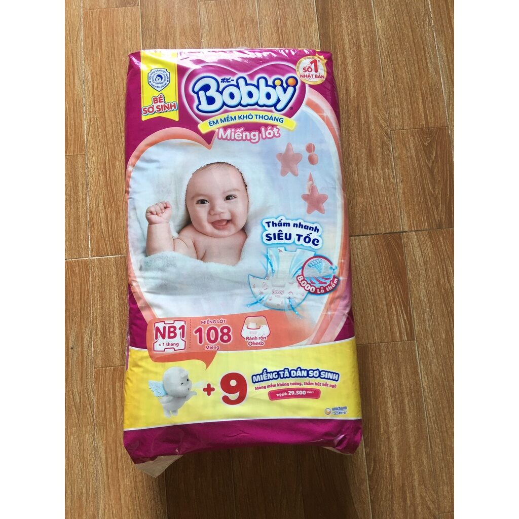 tã/bỉm lót sơ sinh Bobby Newborn 1-108+9 miếng