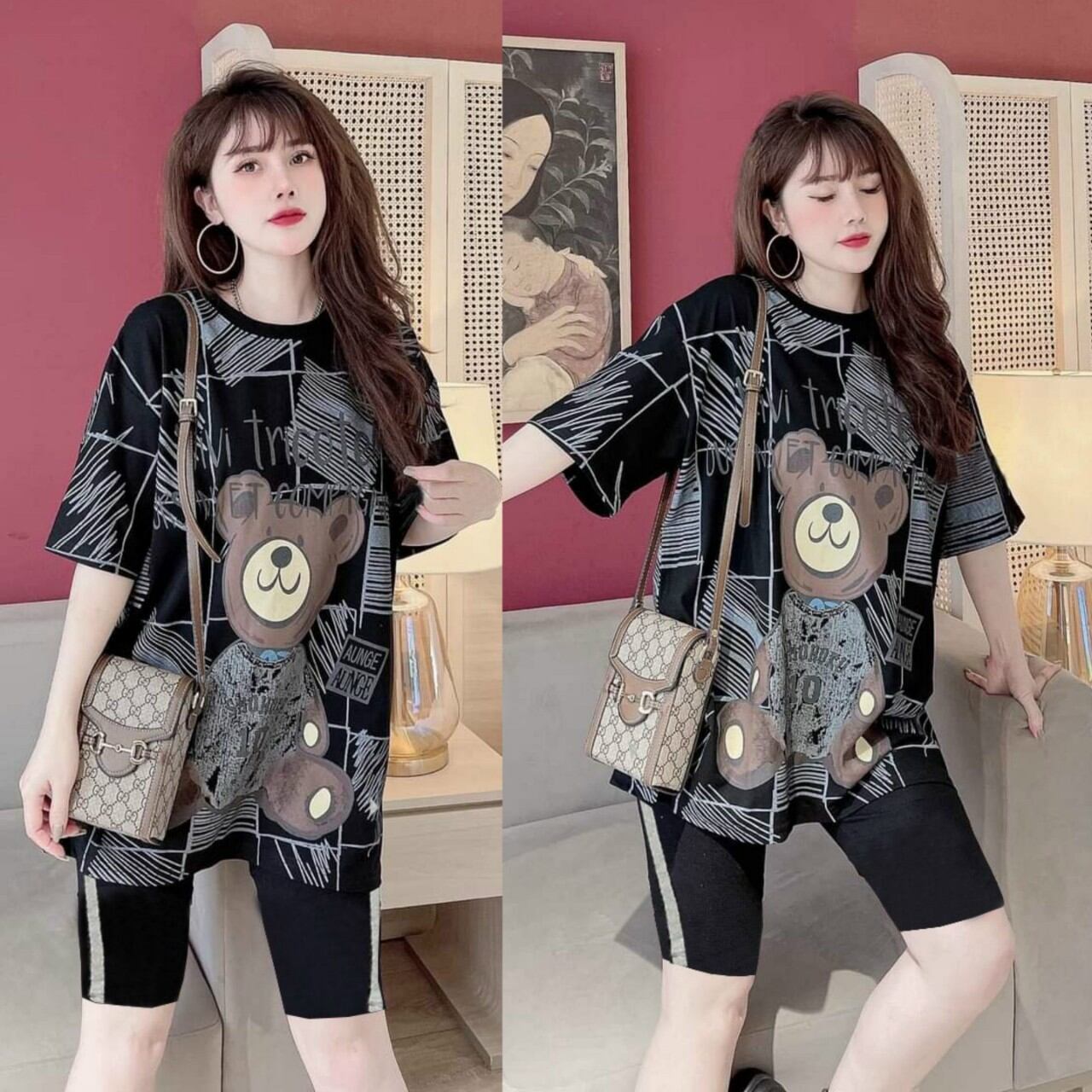 Đồ bộ lửng nữ in hình gấu siêu xinh thời trang đồ bộ cao cấp