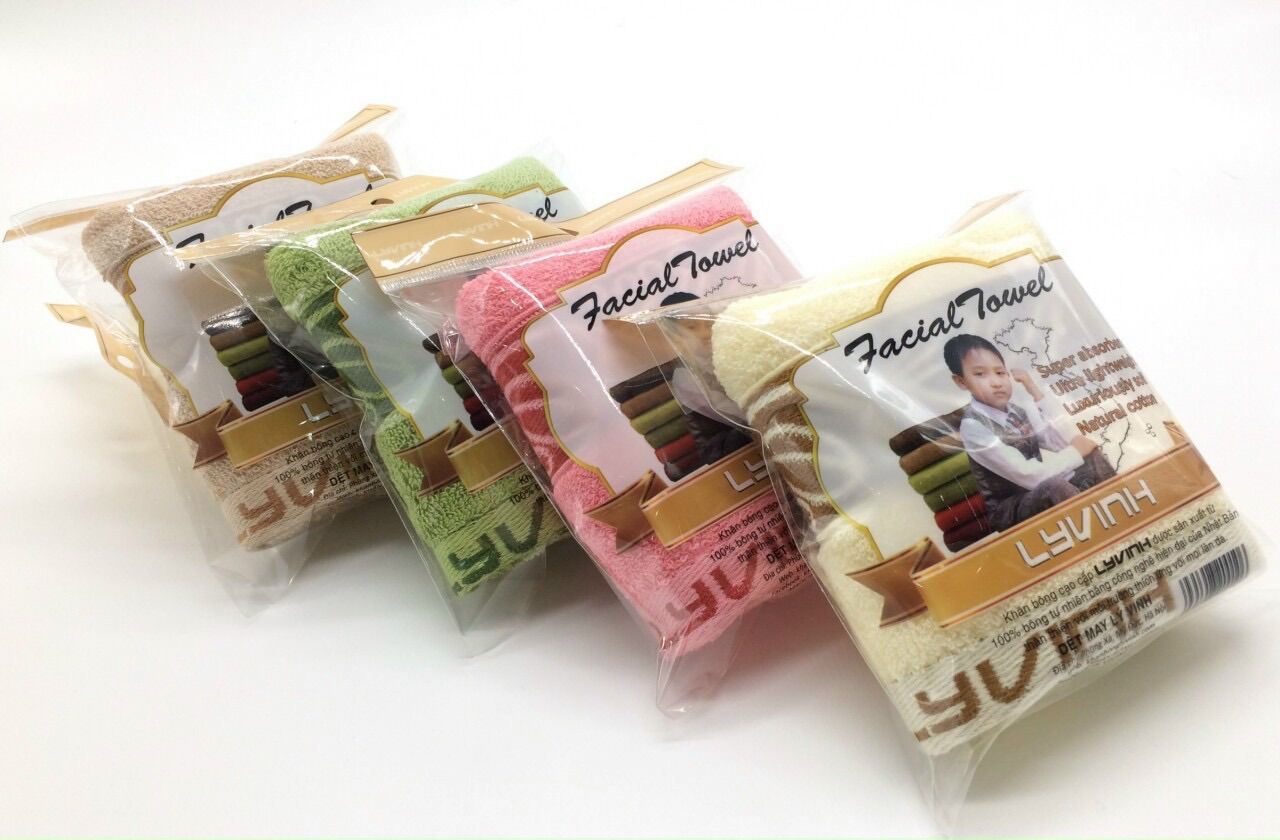 Khăn mặt cao cấp cotton organic 100% khăn bông dí hoa , kích thước 30x50 cm . thương hiệu lyvinh