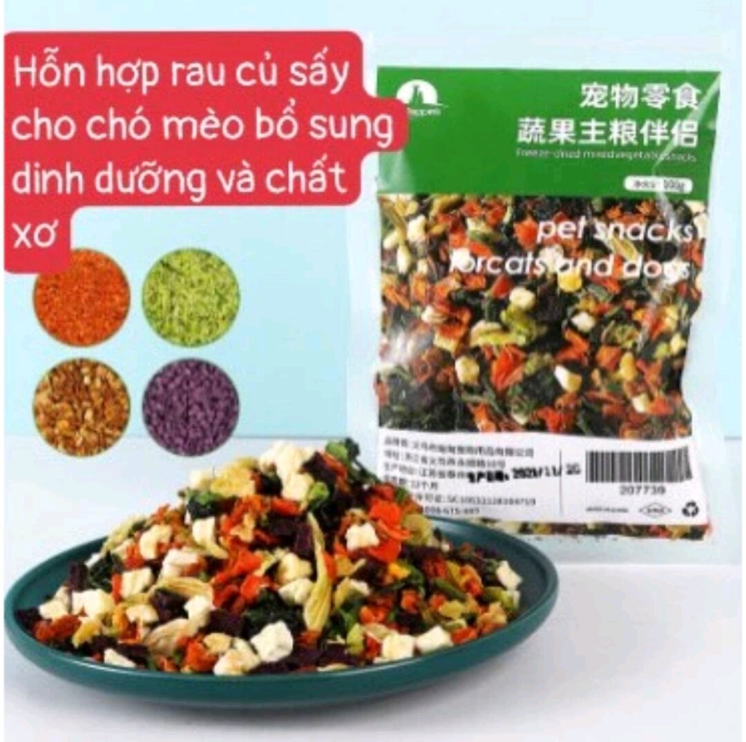 Rau củ sấy bổ sung vitamin và chất xơ cho chó mèo gói 100g