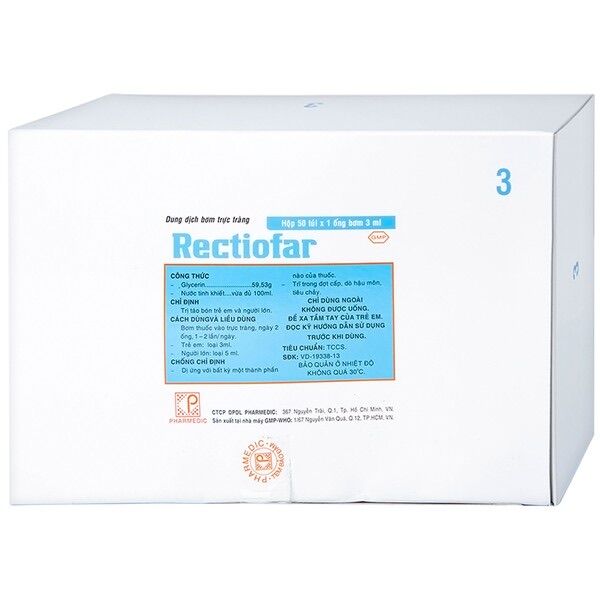 Dung Dịch Rectiofar 3Ml Pharmedic Bơm Trực Tràng cho người Táo Bón