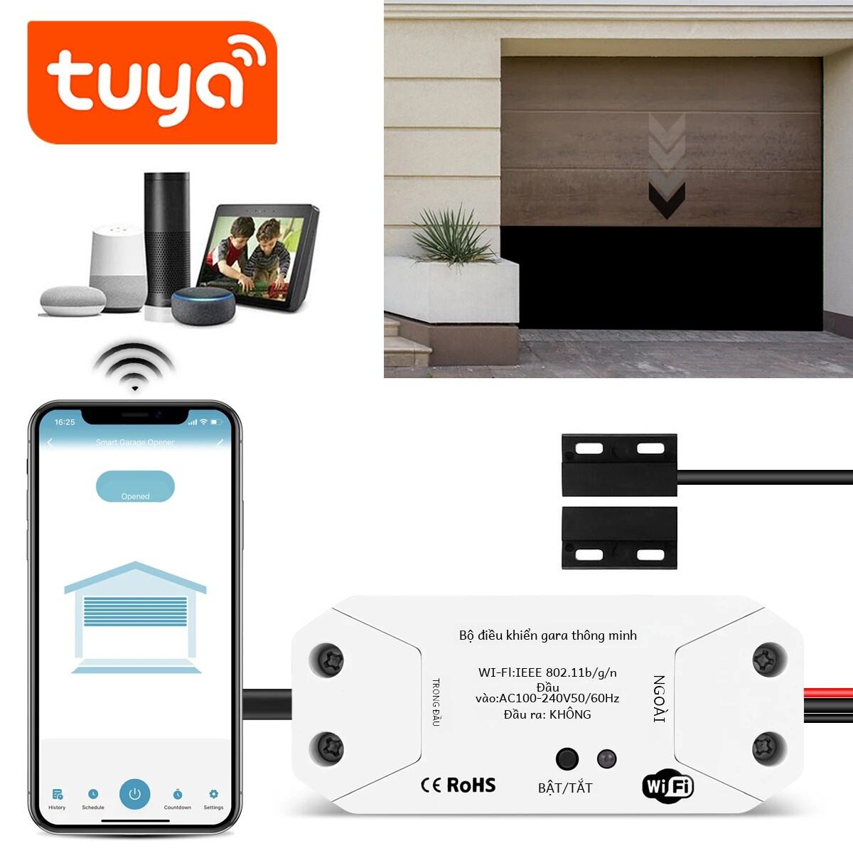 Tuya Smartlife Công Tắc Điều Khiển Với Alexa Google Home Hỗ Trợ Điều Khiển Giọng Nói Cảm Biến Cửa Nhà Để Xe Dụng Cụ Mở Wifi Kết Nối Chất Liệu Nhựa