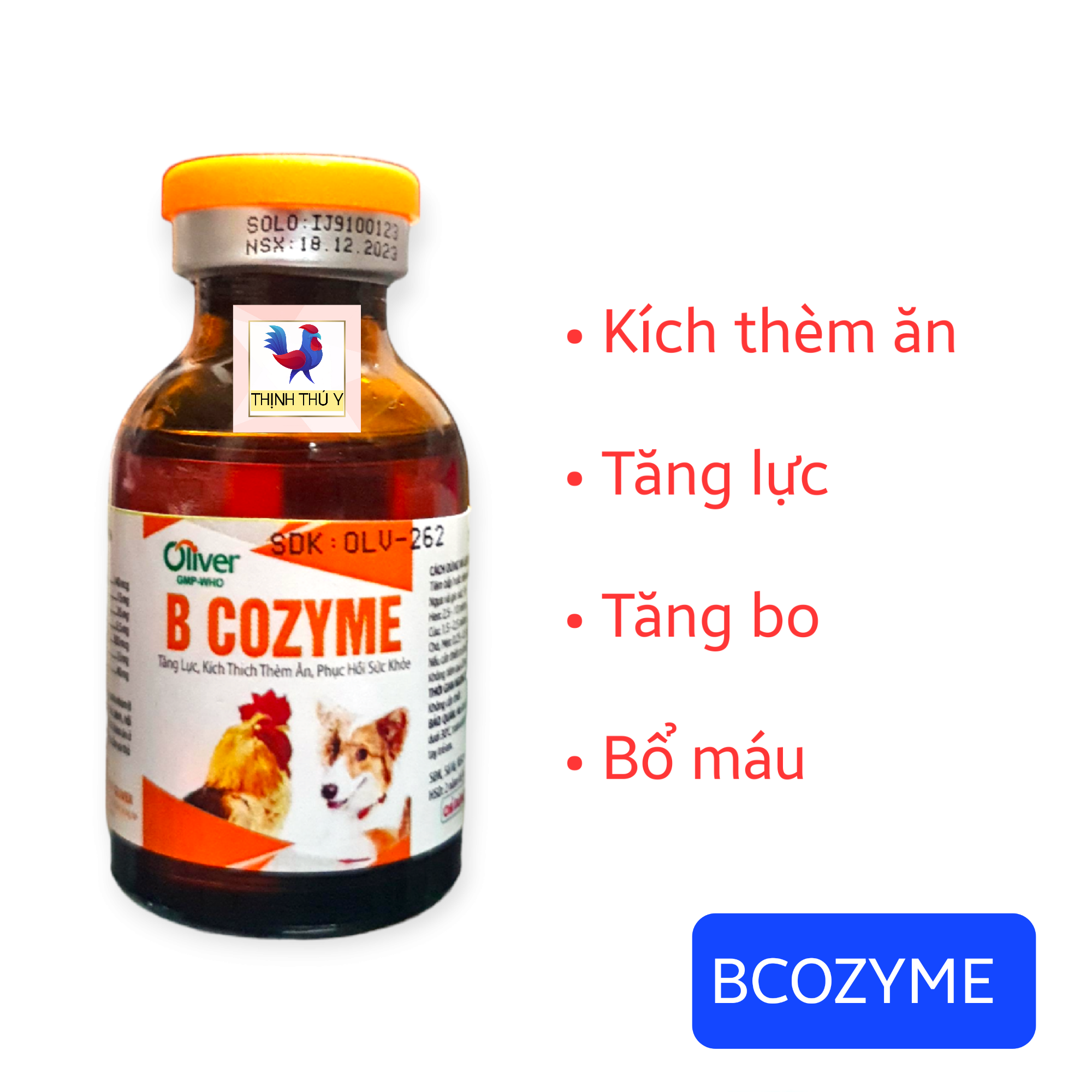 BCOZYME Siêu Tăng Lực (20ml) - Vitamin tổng hợp, tăng lực, tăng bo, bổ máu, kích thích thèm ăn cho gà đá (Becozym + C mẫu mới)
