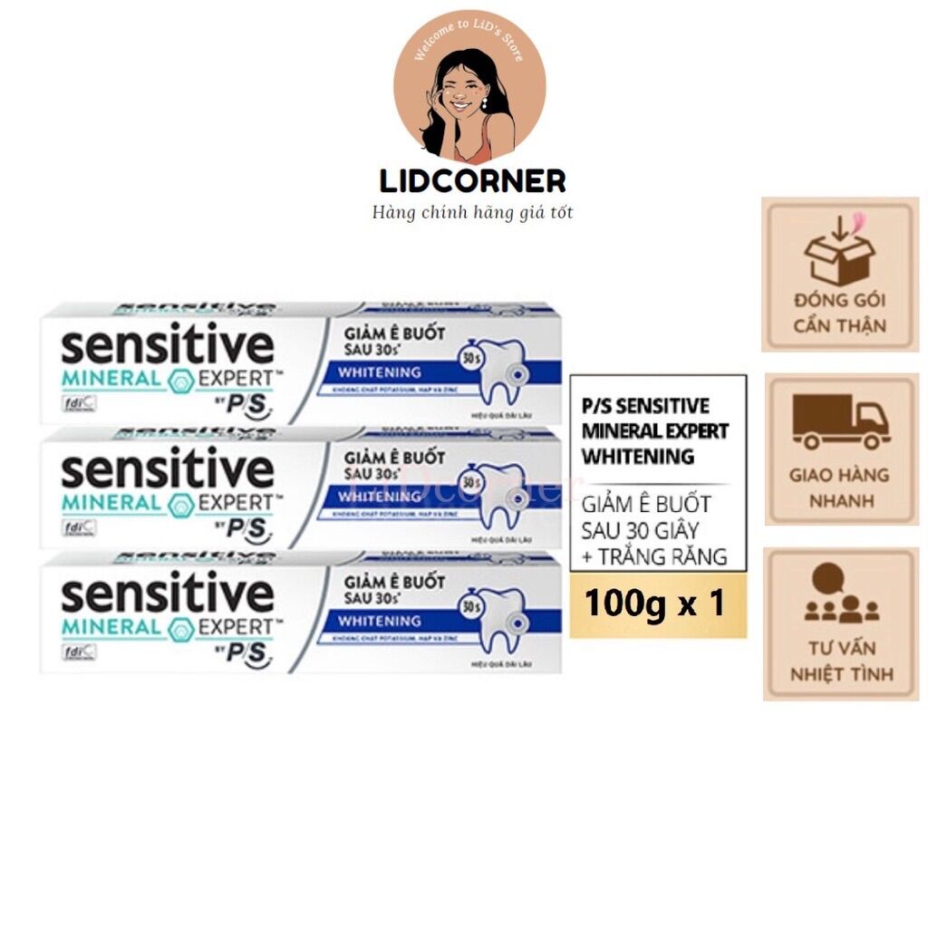 Hộp Kem đánh răng P/S giảm ê buốt sau 30 giây Sensitive Mineral Expert Whitening với tác động từ khoáng 100g