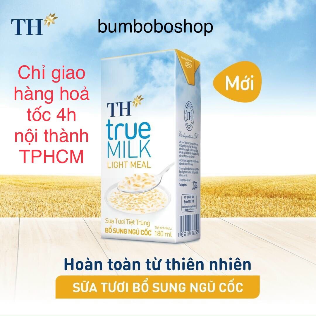 Lốc 4 hộp sữa tươi bổ sung ngũ cốc TH TRUE MILK LIGHT MEAL (180ml/hộp)