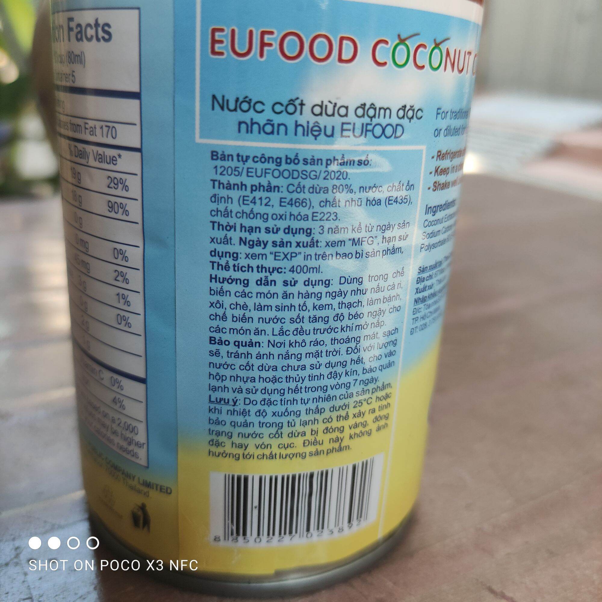 Nước cốt dừa đóng hộp cao cấp 80% cốt dừa lon 400ml