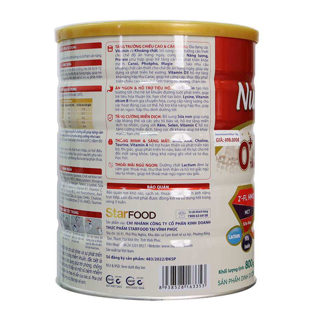 (DATE MỚI)Sữa bột Nutrient Kid số 0+, 1+. Lon 800g