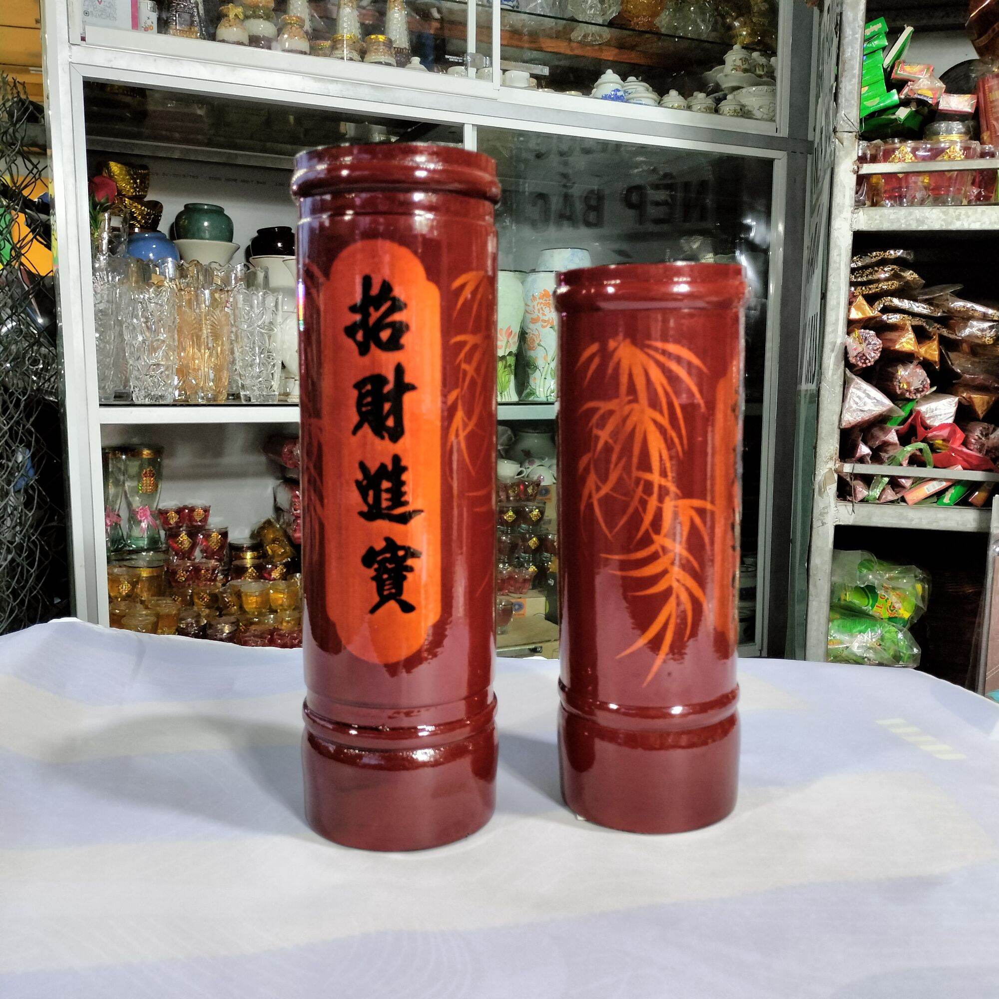 Ống đựng nhang bằng gỗ vẽ hoạ tiết/Ống nhang nhiều size