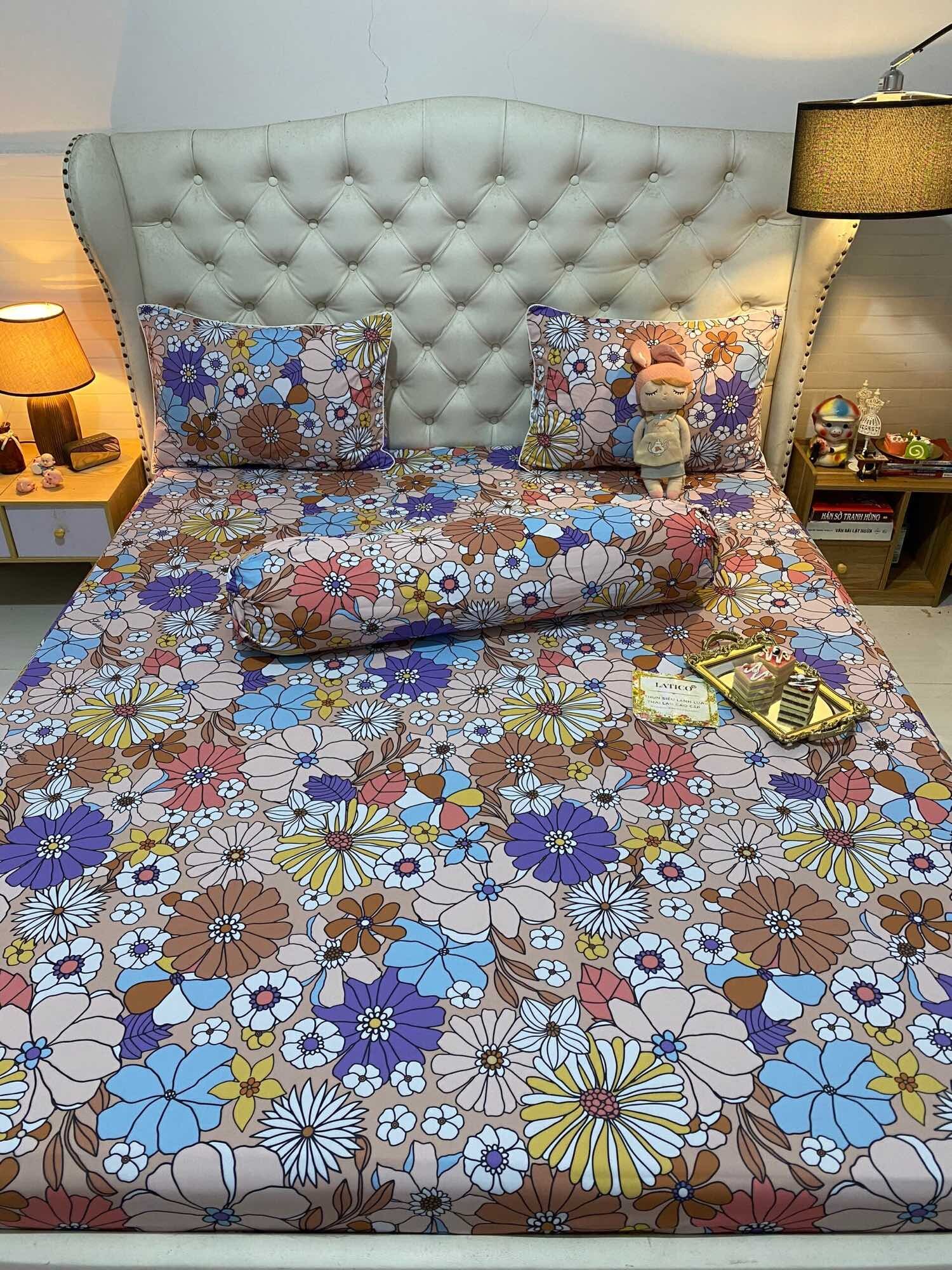 Bộ 4 món drap/ga áo gối THUN LỤA SIÊU LẠNH THÁI LATICO