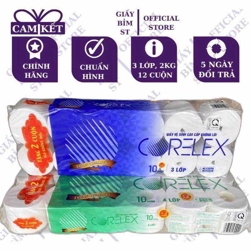 Giấy Vệ Sinh Corelex Bịch 12 Cuộn Mới